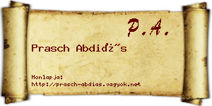 Prasch Abdiás névjegykártya